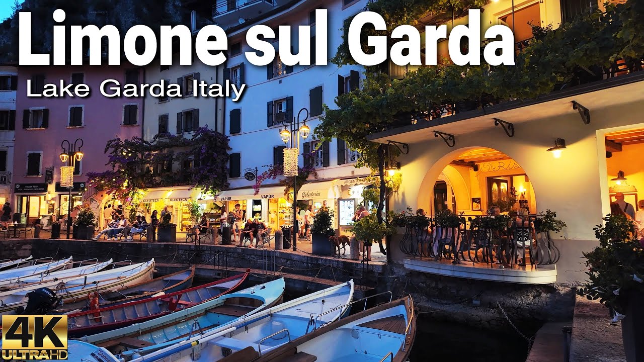 Limone sul Garda Night Walk | Stunning 4K 60FPS Stroll Along Lake Garda, Italy
