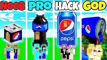 Minecraft: FAMILY PEPSI HOUSE BUILD CHALLENGE - NOOB vs PRO vs HACKER vs GOD in Minecraft