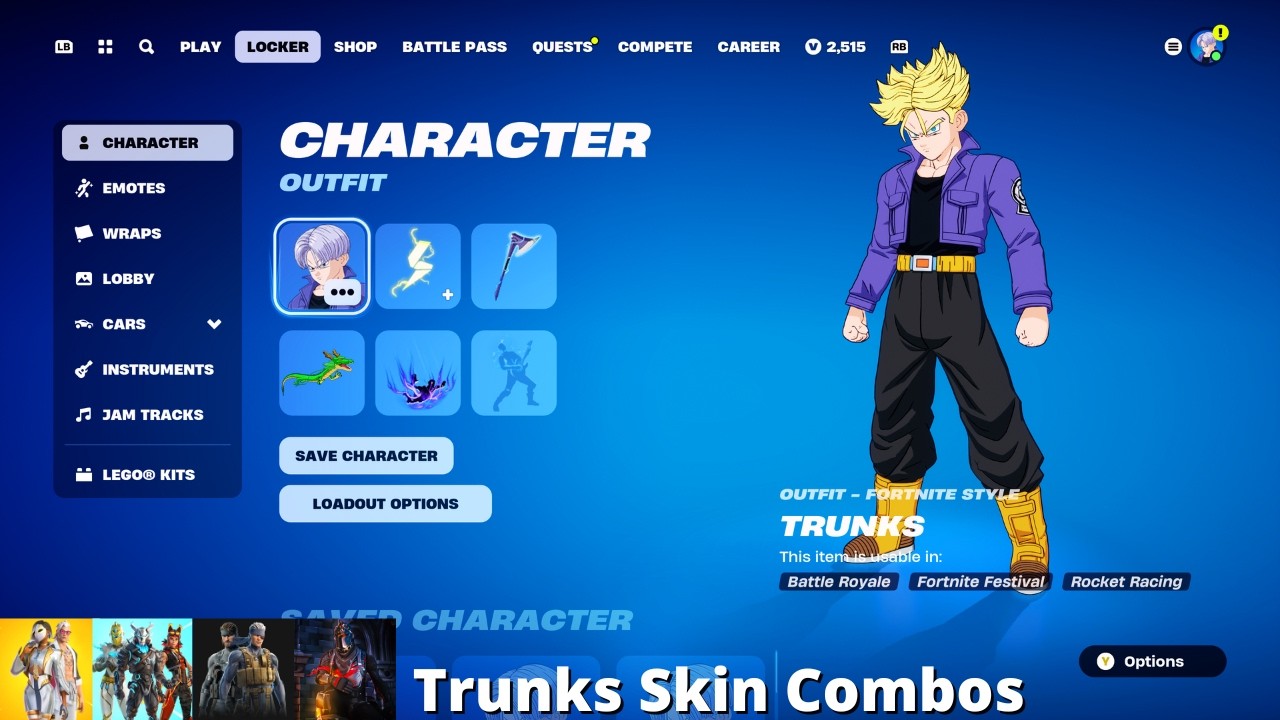 Trunks Skin Combos (Fortnite Battle Royale) YouTube