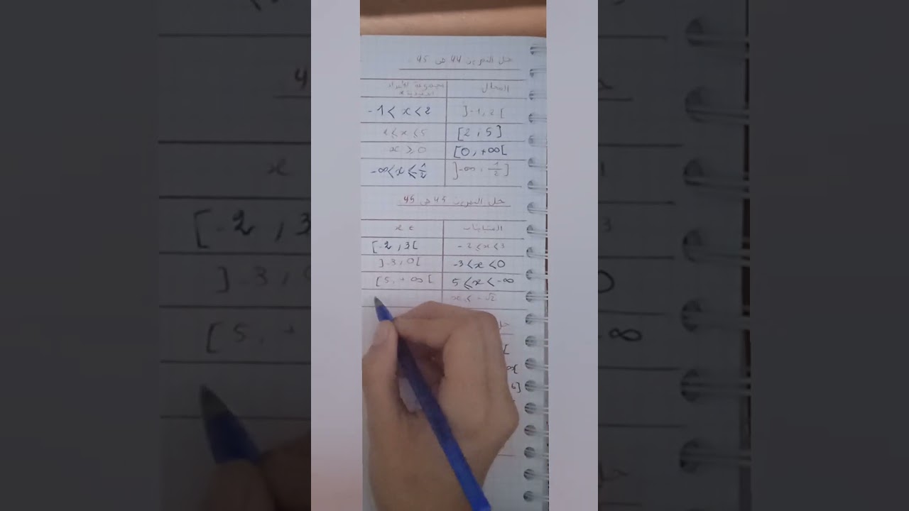 حل التمارين 44.45.46.47صفحة45  في الرياضيات السنة الاولى ثانوى علمي