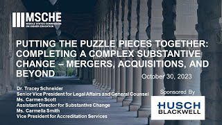 Putting the Puzzle Pieces Together: Completing a Complex Substantive Change-Mergers, Acquisitions...