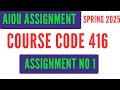AIOU Code 416 Solved Assignment No 1 | Spring 2025 | Islamic compulsory