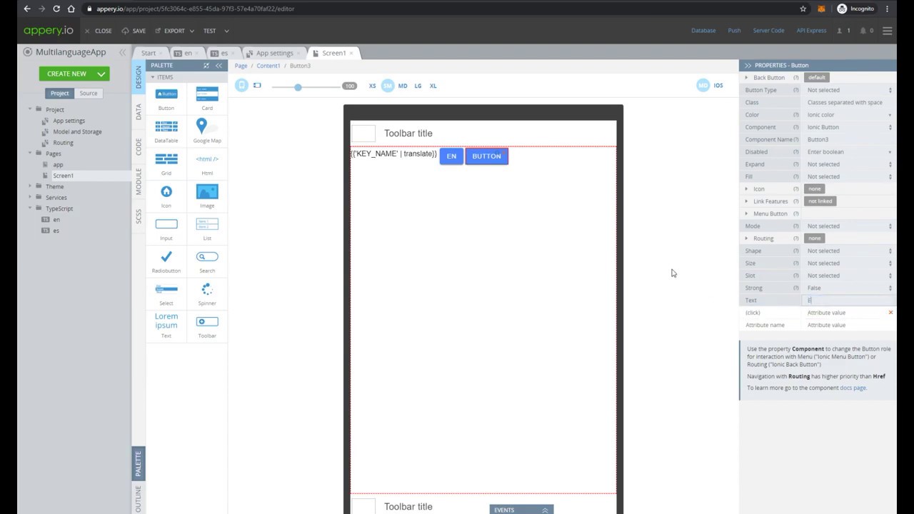 Adding a Multilanguage Component to Your Appery.io Application