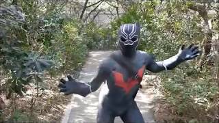 ブラック・パンサー（砂防林に現れる）鵠沼海岸2018　BlackPanther Zentai  ゼンタイ コスプレ