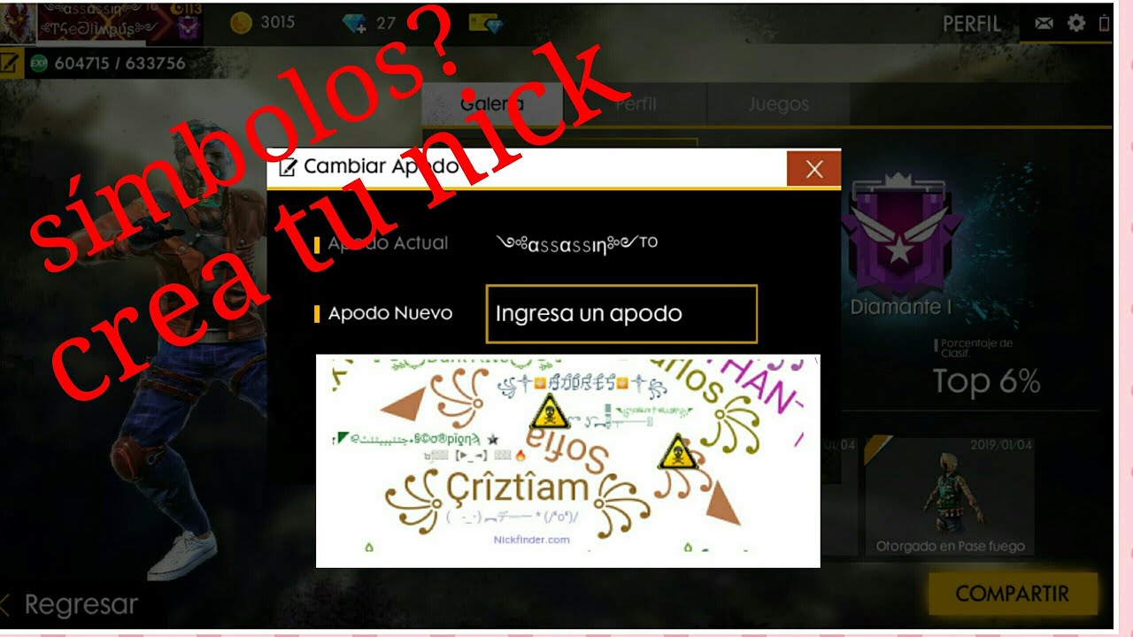 CREA TU NICK AQUI *500* (símbolos e iconos) YouTube