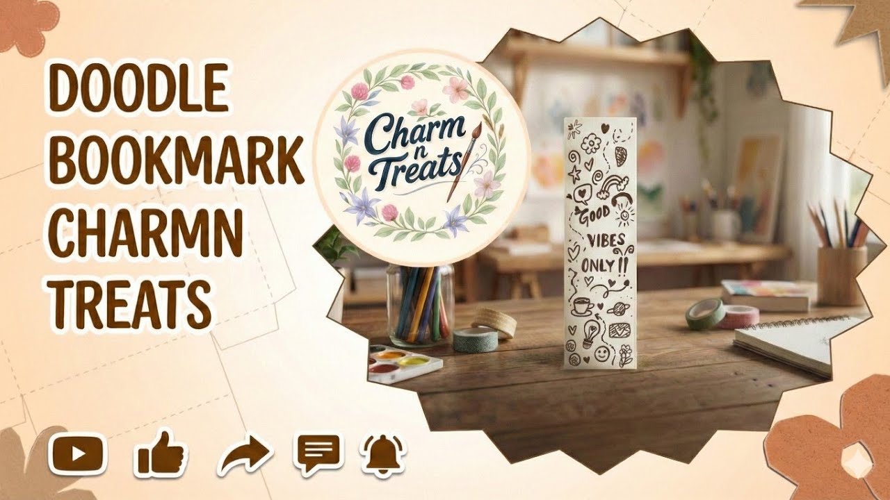 🌈 Good Vibes Only Doodle Bookmark | Cute & Easy DIY Bookmark Idea ✨| Charmntreats doodle bookmark