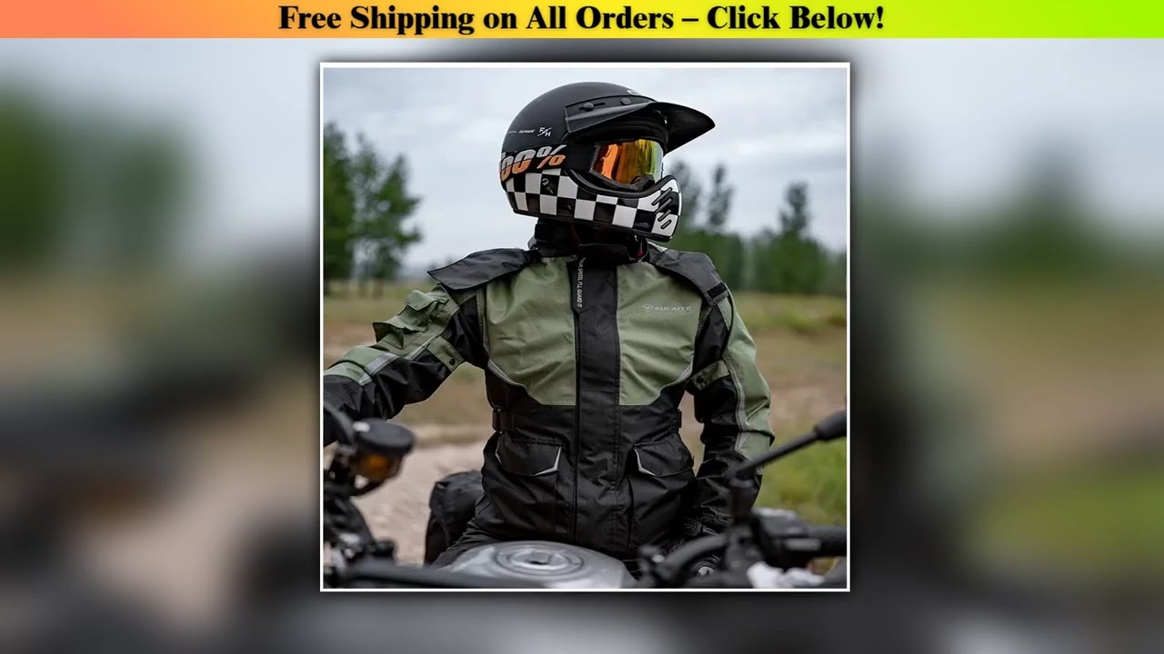 Men Women Waterproof Motorcycle Rider Raincoat Suit  Set Reflective Light Raincoat For Riding
