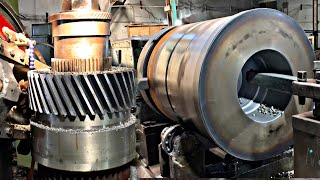 : 150yrs old British vertical lathe tooling - 3.5 ton Double Helical Gear for rolling mill