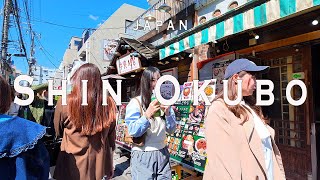 Shin-Okubo 4K Walking Tour (Tokyo Japan)- Tour with Captions & Immersive Sound,新大久保