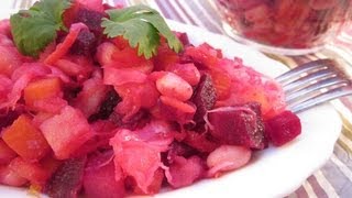 Винегрет с фасолью и квашеной капустой - рецепт(Рецепт винегрета с фасолью и квашеной капустой. Фото-рецепт и описание приготовления винегрета на сайте..., 2013-04-16T01:21:00.000Z)