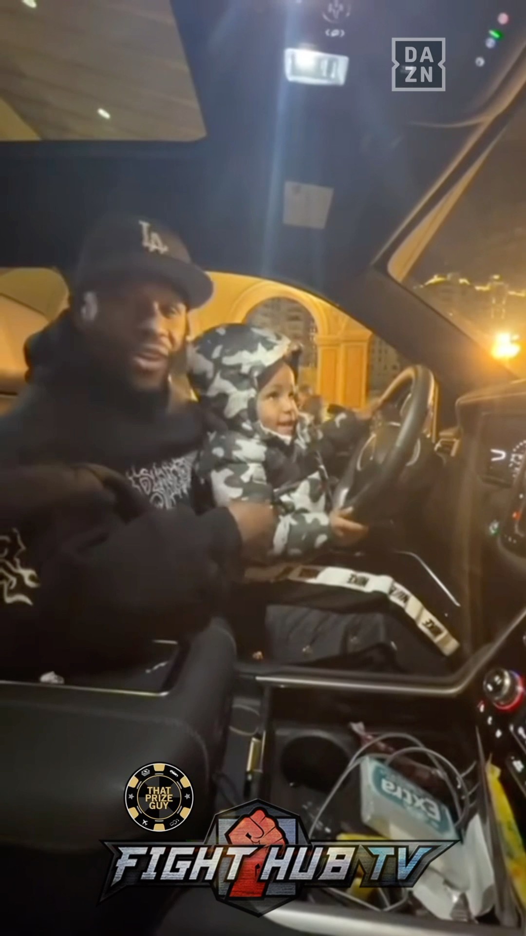 Floyd Mayweather HEARTWARMING moment with grandson; teaches him to drive his luxurious car