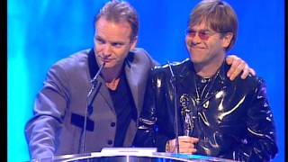 Video thumbnail of "Elton John wins Outstanding Contribution presented by Sting | BRIT Awards 1995"