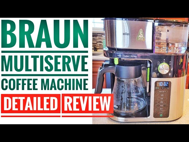 Braun MultiServe Coffee Machine 7 Programmable Brew Sizes / 3 Strengths +  Iced Coffee & Hot Water for Tea, Glass Carafe (10-Cup), Stainless/Black