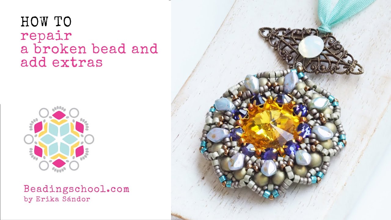 HOW TO repair a broken bead and add a rhinestone Beadingschool by