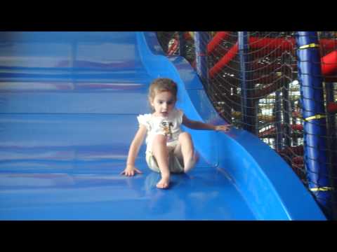 Karina finally getting Charline down the slide