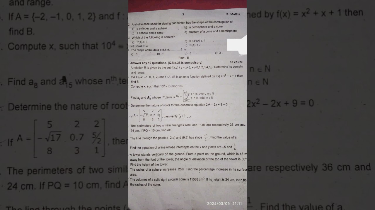 10th maths 3rd revision test questions paper # open your world ##gymmusics ***