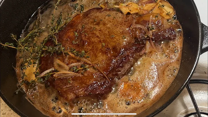 Cooking a ribeye steak in a cast-iron skillet #cooking #steak #castiron
