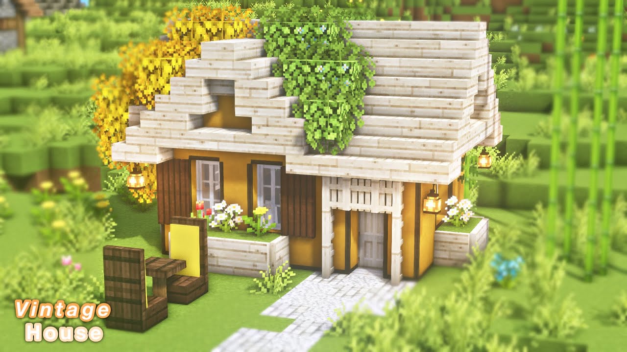 Casa amarela simples estilo vintage - Minecraft Speedbuild 🧡