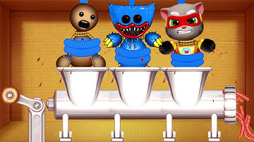 Meat Grinder vs Huggy Wuggy vs Tom Hero Dash | Kick the Buddy Mod Poppy Playtime Android Gameplay