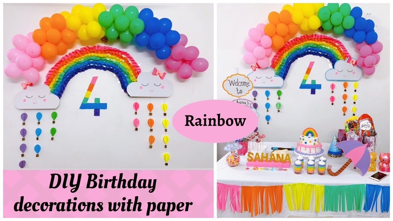 Rainbow Theme Birthday Decoration Ideas at Home