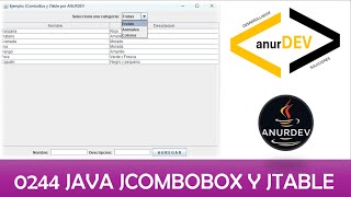 | 0244 | JAVA | JCOMBOBOX Y JTABLE | GUI
