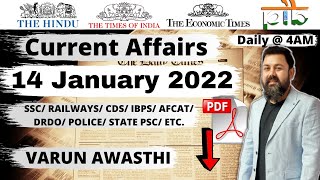 14 JANUARY 2022 CURRENT AFFAIRS | Daily Current Affairs Jackpot |CurrentAffairs2022