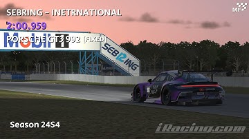Fast Lap iRacing | Porsche GT3 R 992 Fixed | Sebring International Raceway | 24S4 | 2:00.959