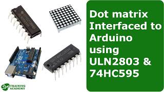 Interfacing 8x8 dotmatrix with Arduino using shift register 74HC595 and ULN2803