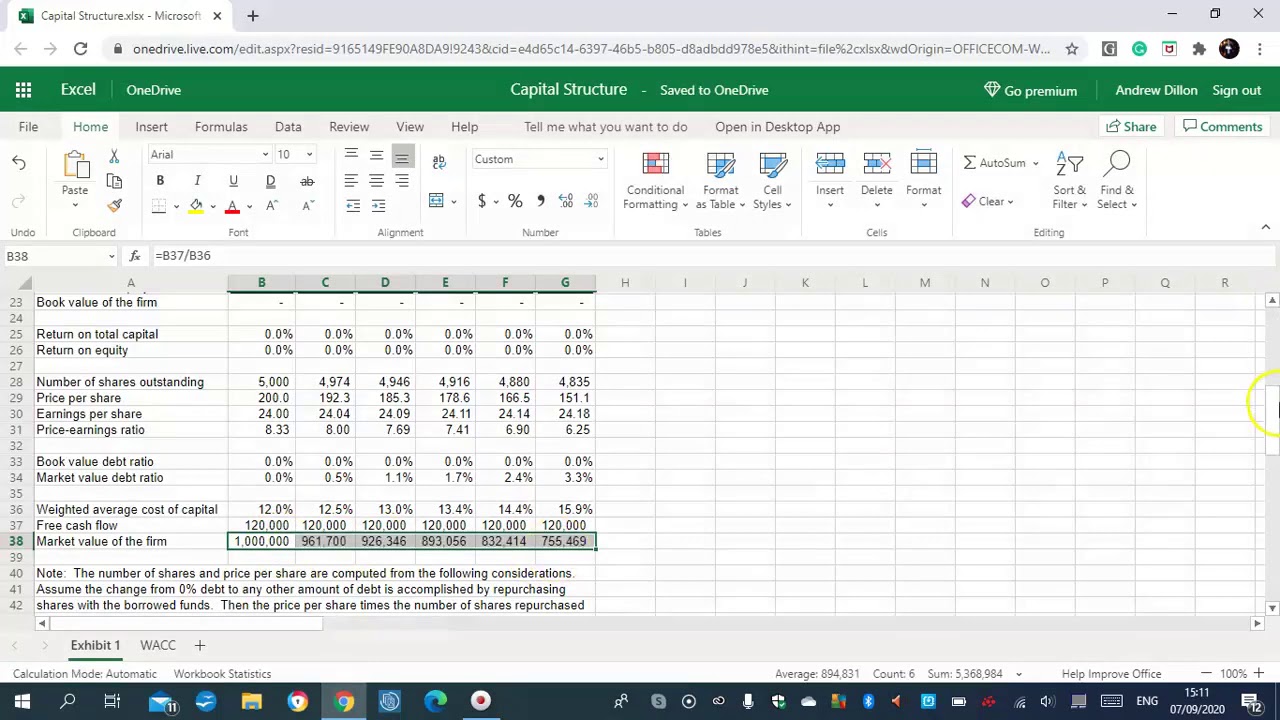 Capital Structure #2 Excel 2020 - YouTube