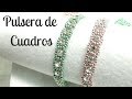 Tecnica de Pulsera a cuadros con Strass y Rocallas