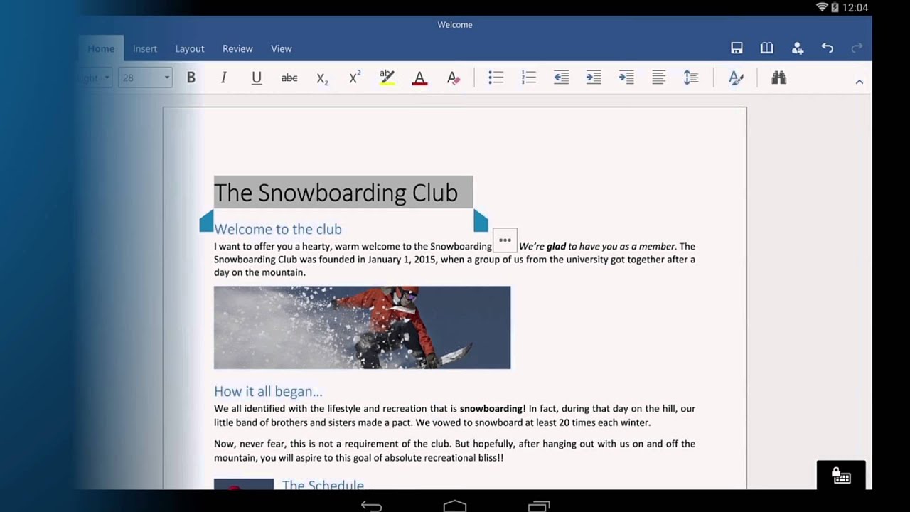 Word for Android tablet: Getting started - YouTube