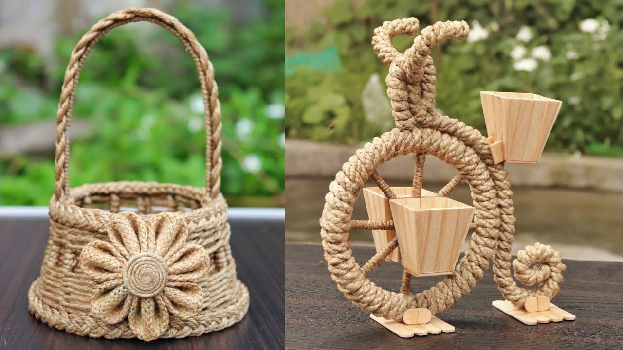 Handmade crafts with jute rope, DIY home decorating ideas handmade