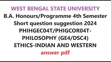 wbsu ba Honours\Programme 4th Semester PHILOSOPHY GE4\DSC4 Short question suggestion 2024 answer pdf