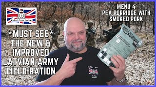 *MUST SEE* "THE NEW AND IMPROVED" LATVIAN ARMY COMBAT RATION MENU - NR4 - PEA PORRIDGE & SMOKED PORK
