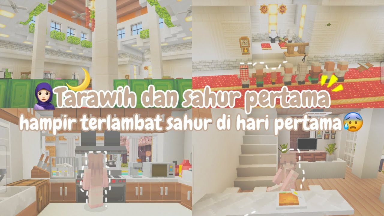⋆˚🌙 tarawih dan puasa pertama🧕🏻 || hampir telat sahur?! 😰💦 #dramaminecraft #ramadhan #kawaiiworld