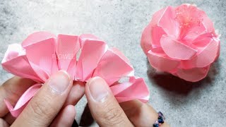 Whole Ribbon Rose - Ribbon Flowers - How to make an easy ribbon rose