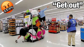 TRYING TO GET KICKED OUT OF WALMART! *GALLON SMASHING*