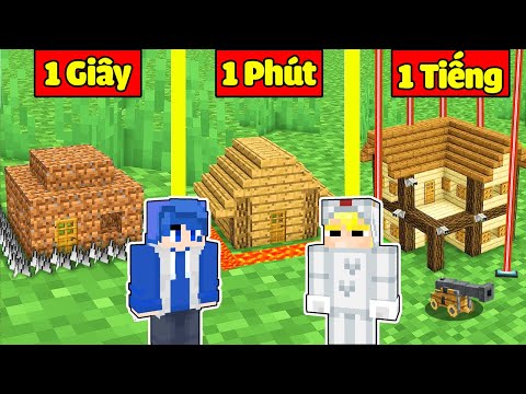 TÔ GÀ THỬ THÁCH 24H XÂY NHÀ AN TOÀN SIÊU TÍ HON TỪ 1 GIÂY TỚI 1 TIẾNG TRONG MINECRAFT*NHÀ AN TOÀN