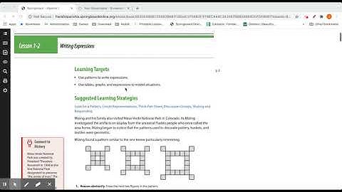 Springboard Algebra 1 Lesson 1-2 Writing Expressions