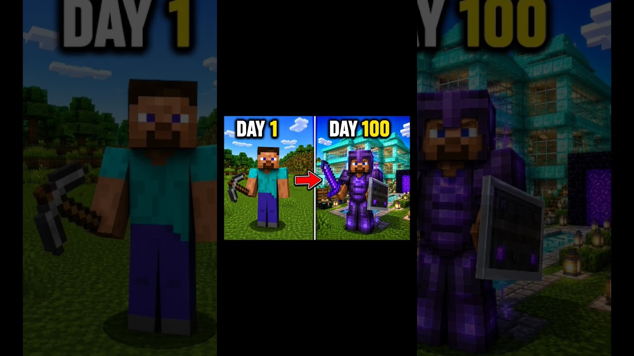 Day 1 vs Day 100 Hardcore world
