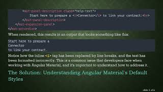Solving the Angular Material Expansion Panel Issue: Keeping Inline Tags Intact
