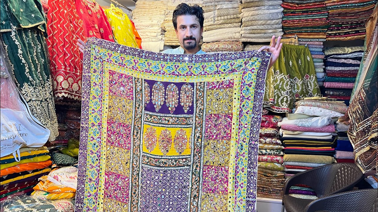 Most Demanding | Printed mirror work | shawls with kaatan silk suits |