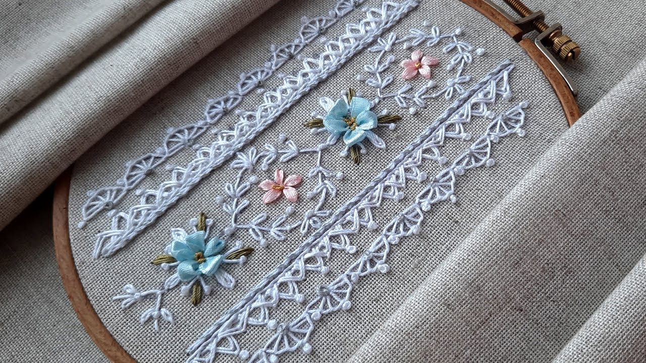 See Amazing Lace Border Line White Embroidery & Ribbon Embroidery