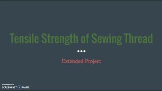 Tensile Strength of Sewing Thread