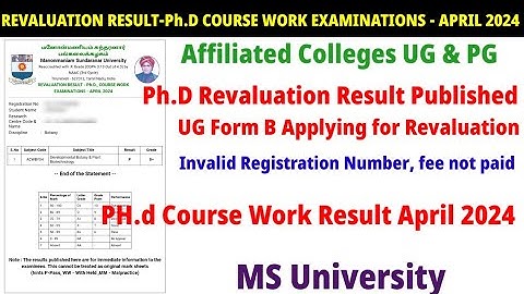 Ph.D COURSE WORK EXAMINATIONS - APRIL 2024, MS University