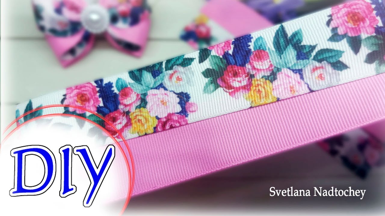 Красивые бантики из остатков лент с рисунком. За 5 минут!!!