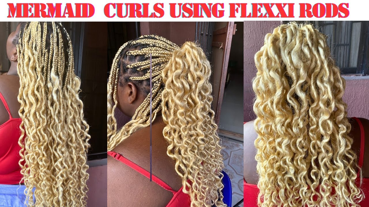 Mermaid Braid Curls Tutorial 💕 | Big Bouncy Curls with Flexi Rods - YouTube