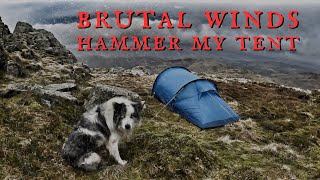 VERY STRONG WINDS AND RAIN SUMMIT CAMP  Solo Wild Camping Pike of Blisko Lake District UK