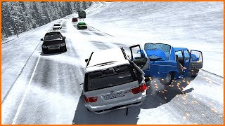 АВАРИЯ НА ЛЕДЯНОЙ ГОРЕ! ЗИМА В BEAMNG DRIVE
