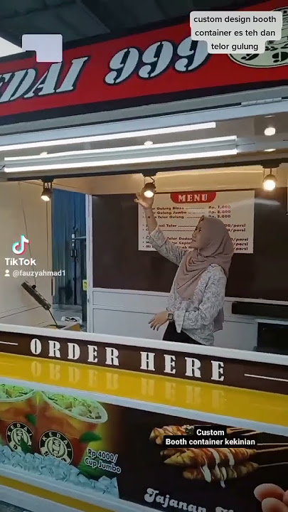 booth container jualan es teh dan telor gulung